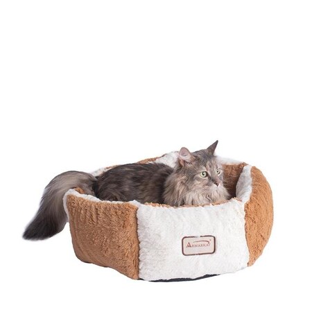 C02NZS-MB Armarkat Pet Bed Cat Bed 20 x 20 x 8 - Brown & Ivory